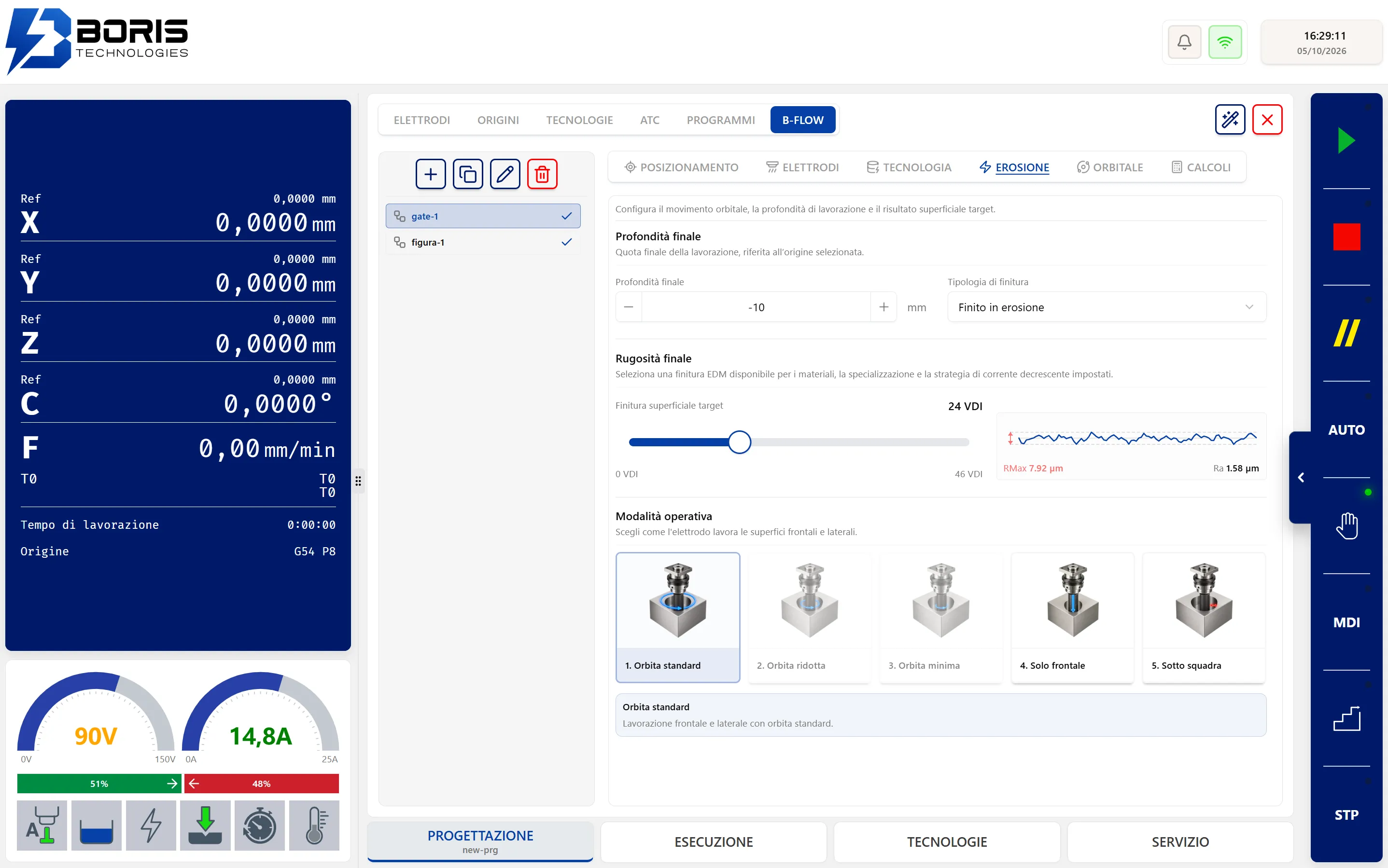 Schermata di B‑Spark: procedura guidata B‑Flow per generare il programma